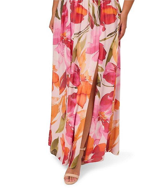 Adrianna Papell Plus Size Floral Chiffon Maxi Dress Product Image