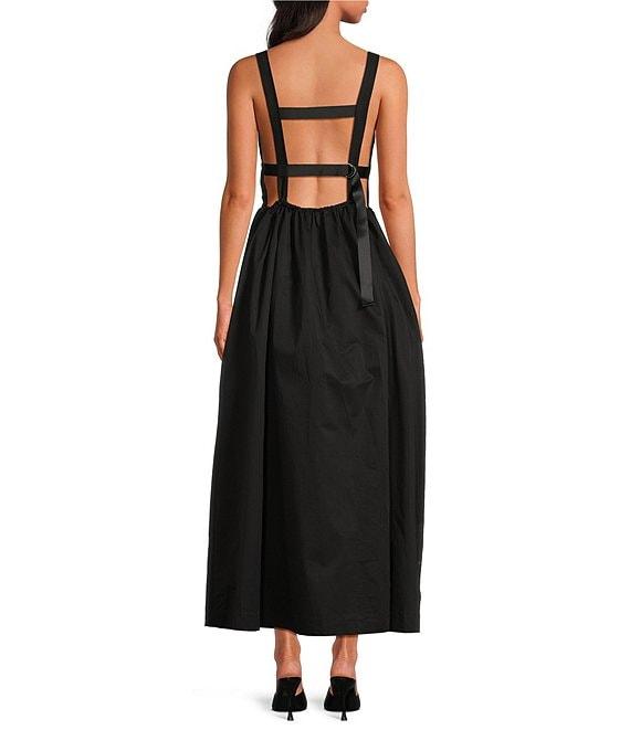 Le' AL.X Sleeveless V-Neck Side Pockets Parachute A-Line Midi Dress Product Image