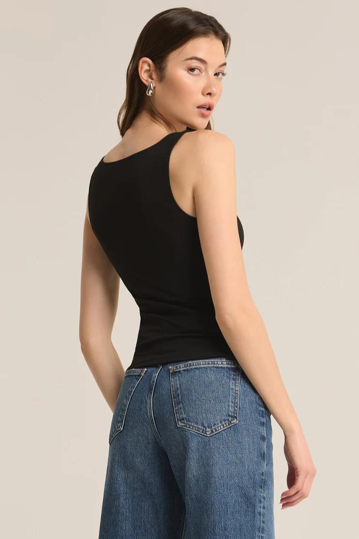 Avala V-Neck So Smooth Tank - Black Product Image