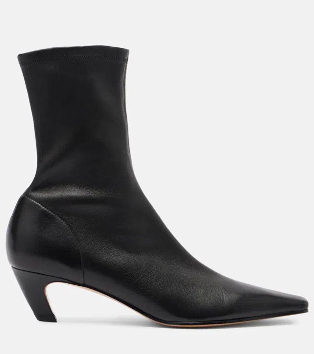 KHAITE Arizona 50 Leather Ankle Boots In Black Product Image