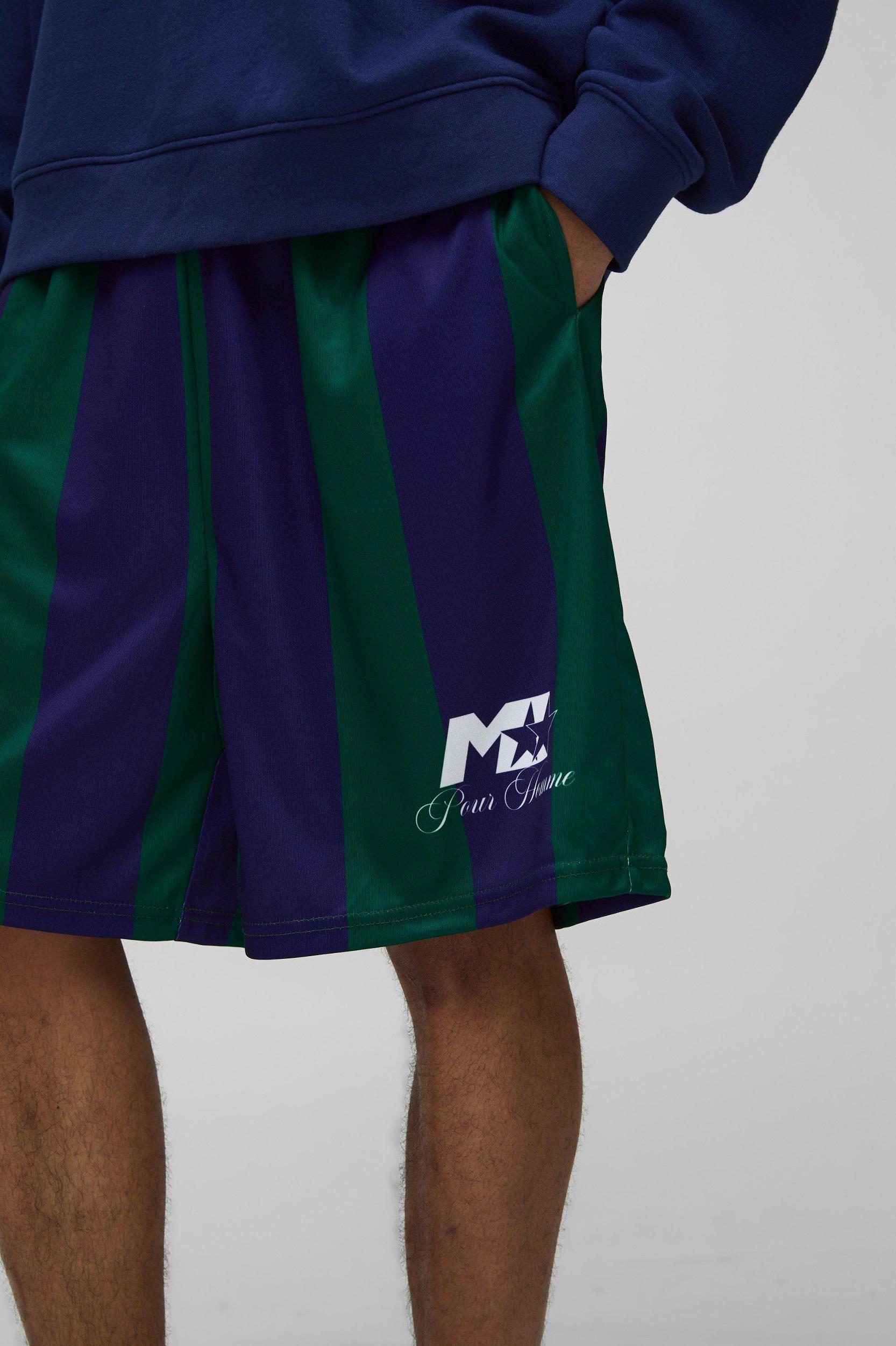 Homme Mid Length Stripe Sports Shorts | boohooMAN USA Product Image