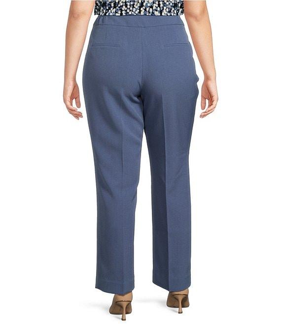 Kasper Plus Size Stretch Crepe Fly Front Slim Leg Coordinating Pants Product Image