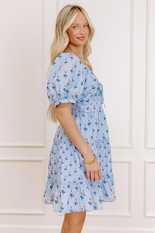 Floral Haven Mini Dress in Sky Blue Product Image