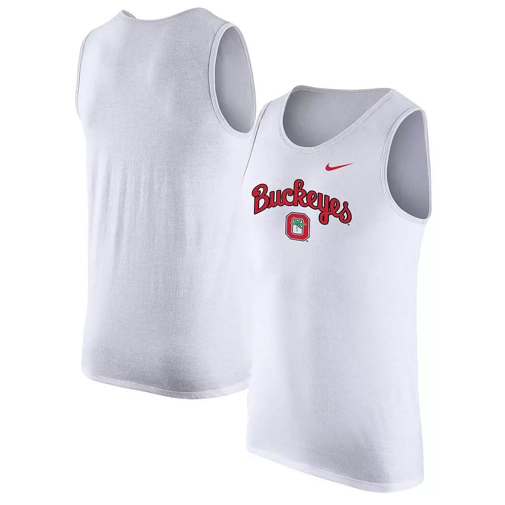 Men's Nike White Ohio State Buckeyes Vintage Logo Performance Tank Top,  Product Image