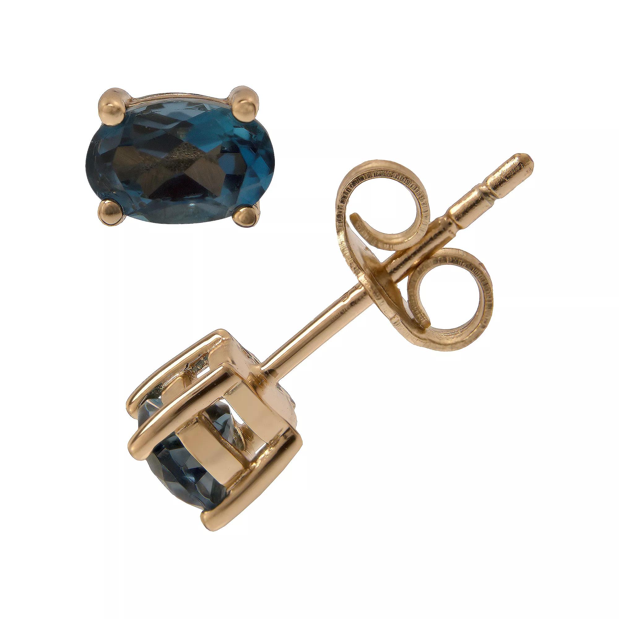 Gemistry 14k Gold London Blue Topaz Stud Earrings, Women's Product Image