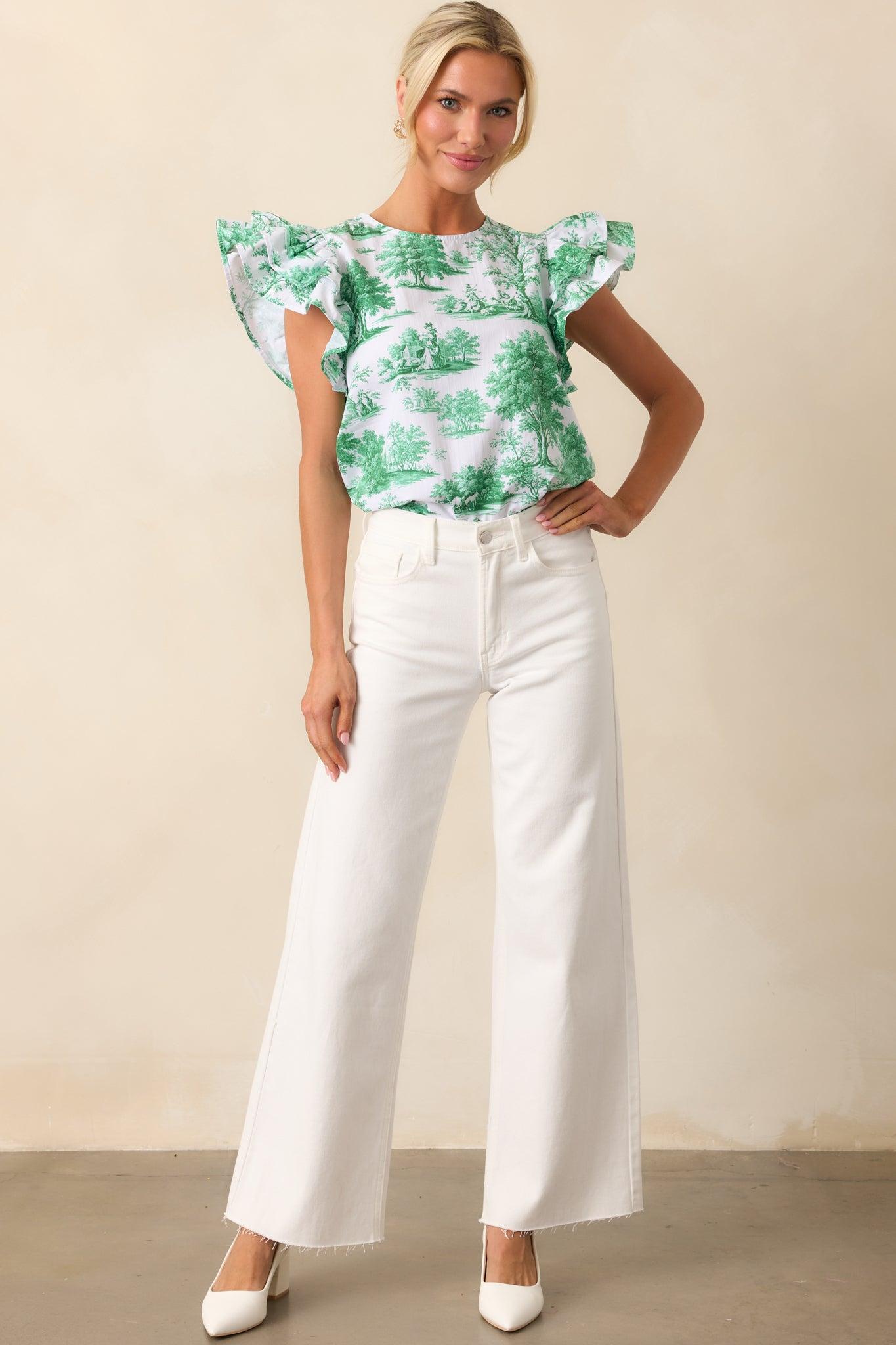 In The Countryside White Straight Leg Jeans Product Image