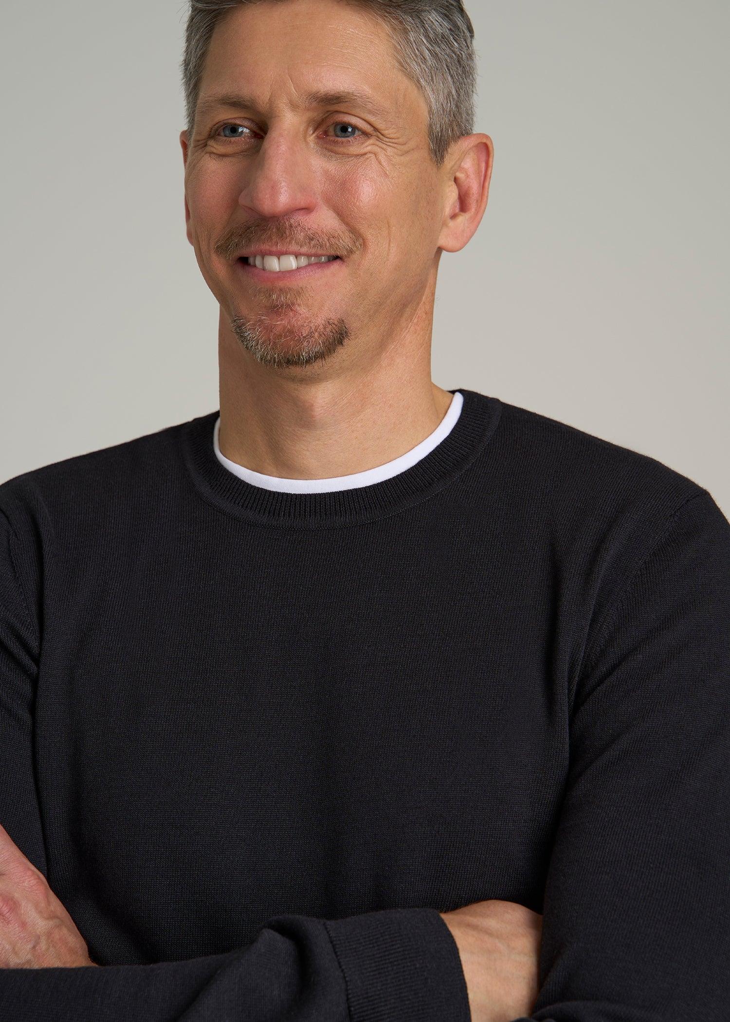 Everyday Crewneck Sweater for Tall Men in Black Male Product Image