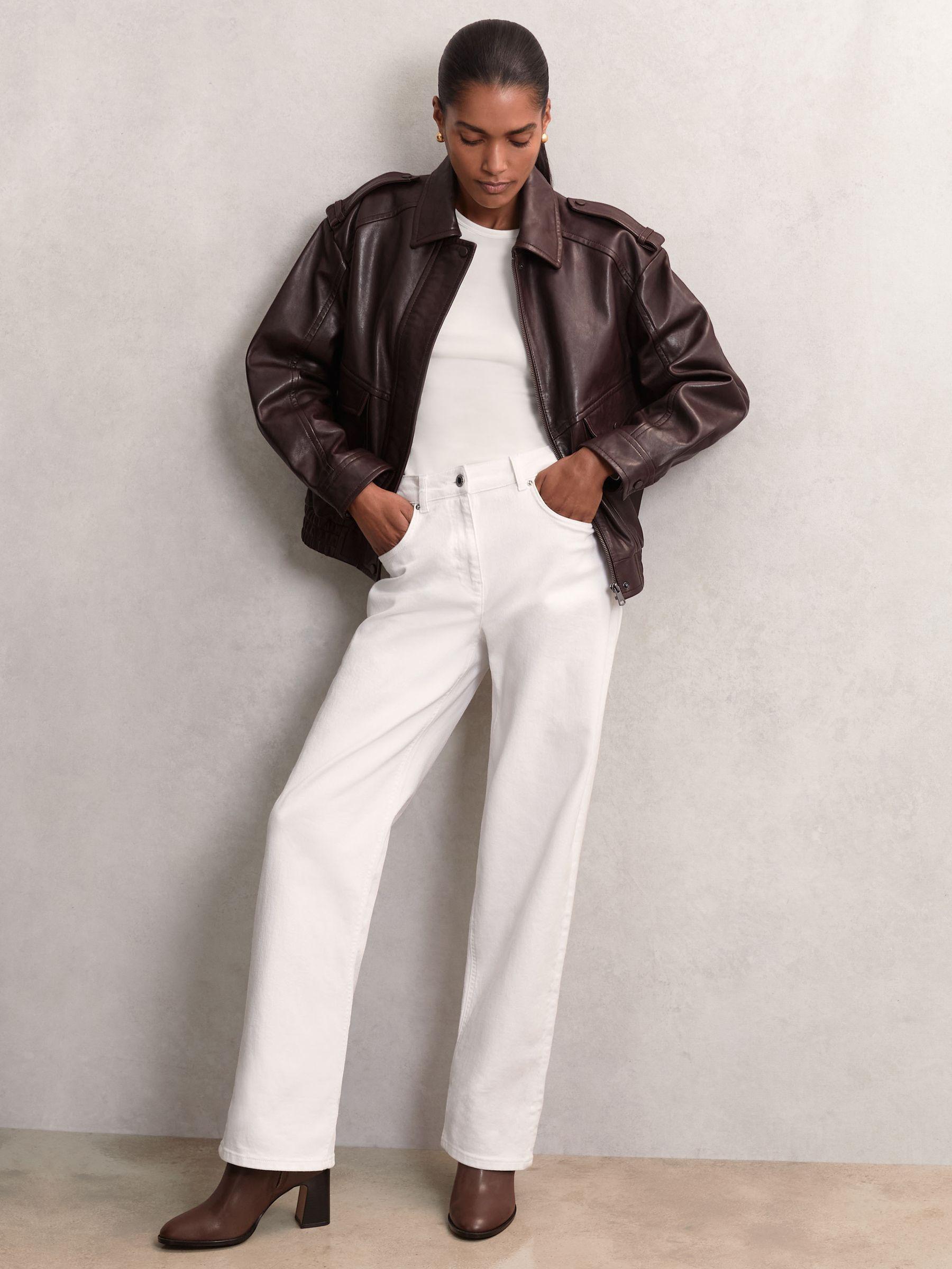 Leather Block-Heel Ankle Boots in Brown Product Image