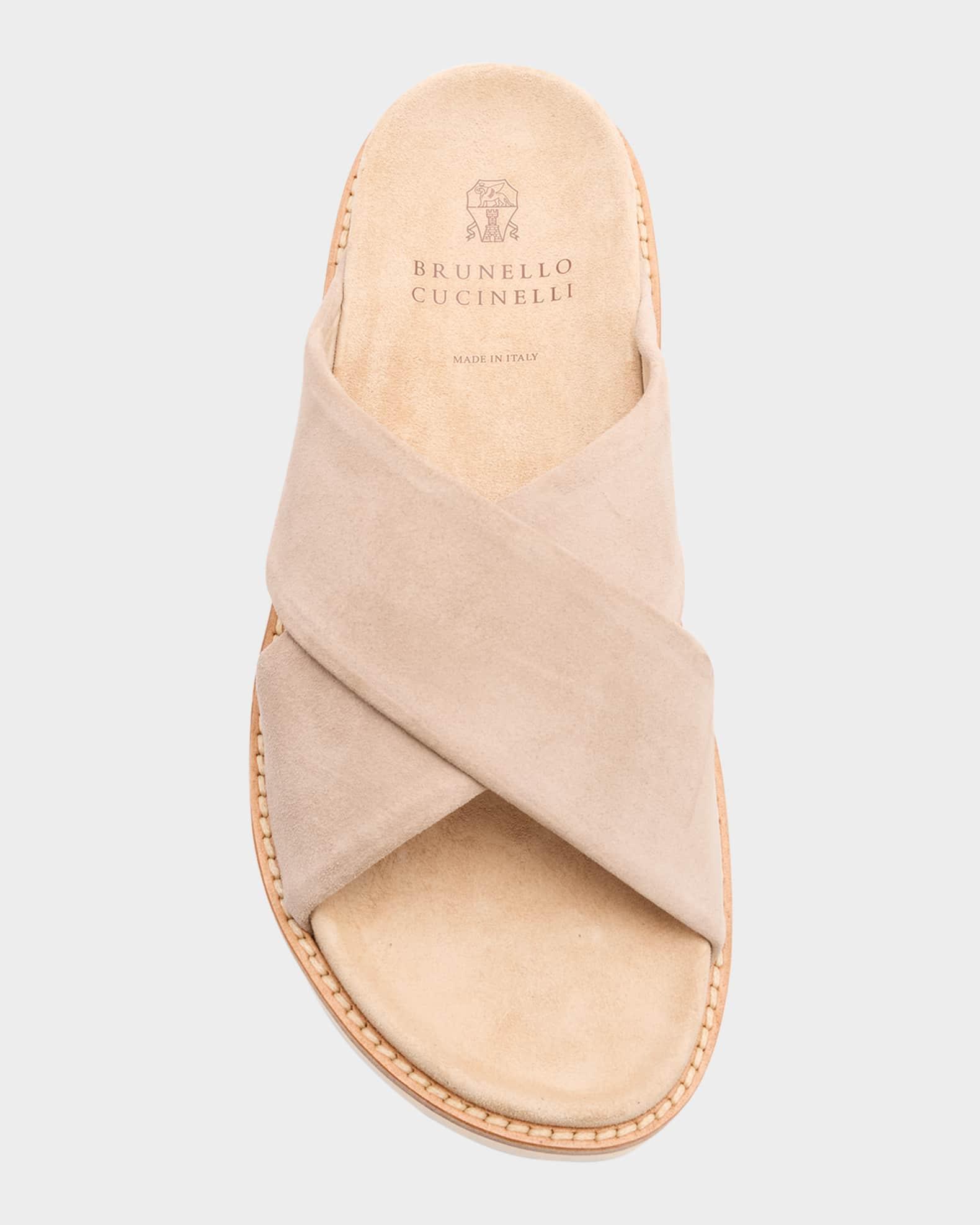 Men's Criss-Cross Suede Slide Sandals Product Image