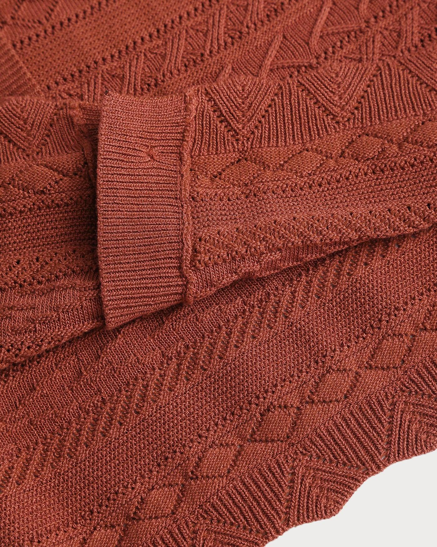Red Puffed Sleeve Knit Cardigan Product Image