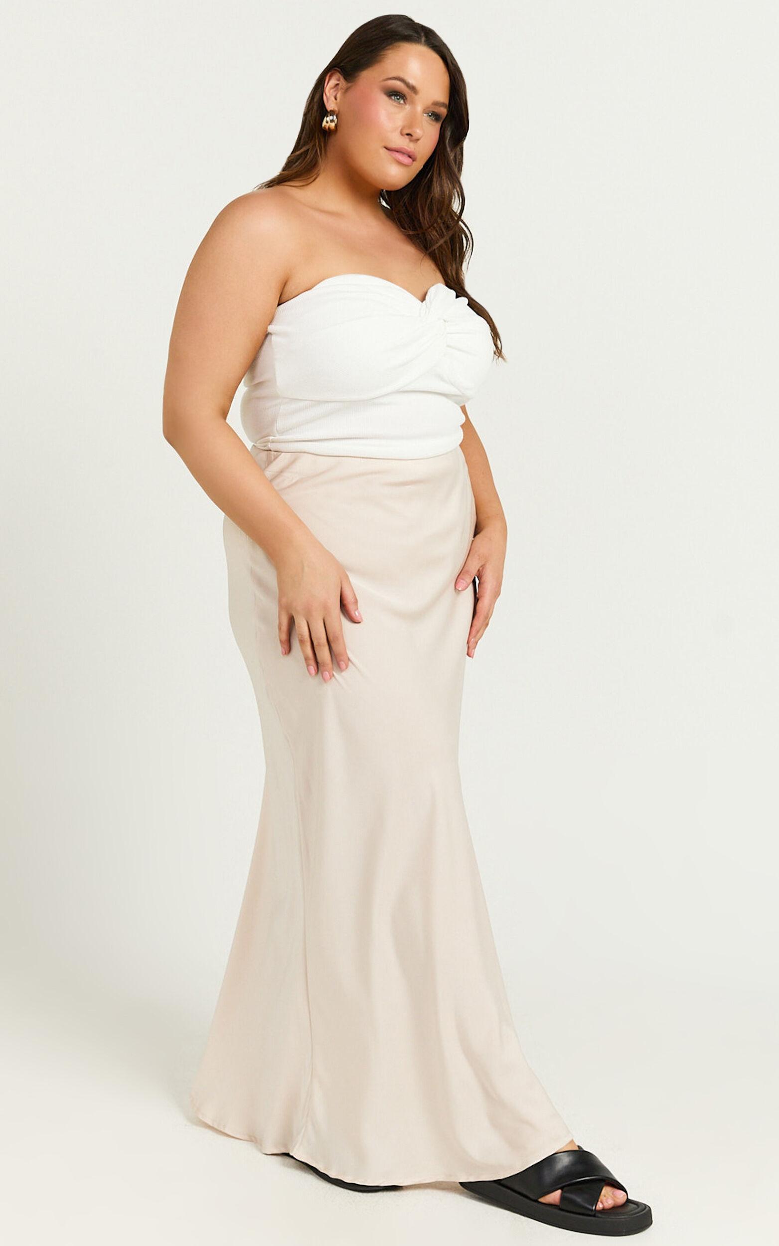 Amari Maxi Skirt - High Waisted Bias Cut Skirt in Oyster Product Image