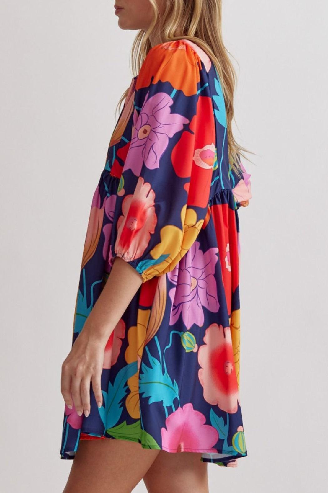 Half Sleeve Floral Dress Product Image