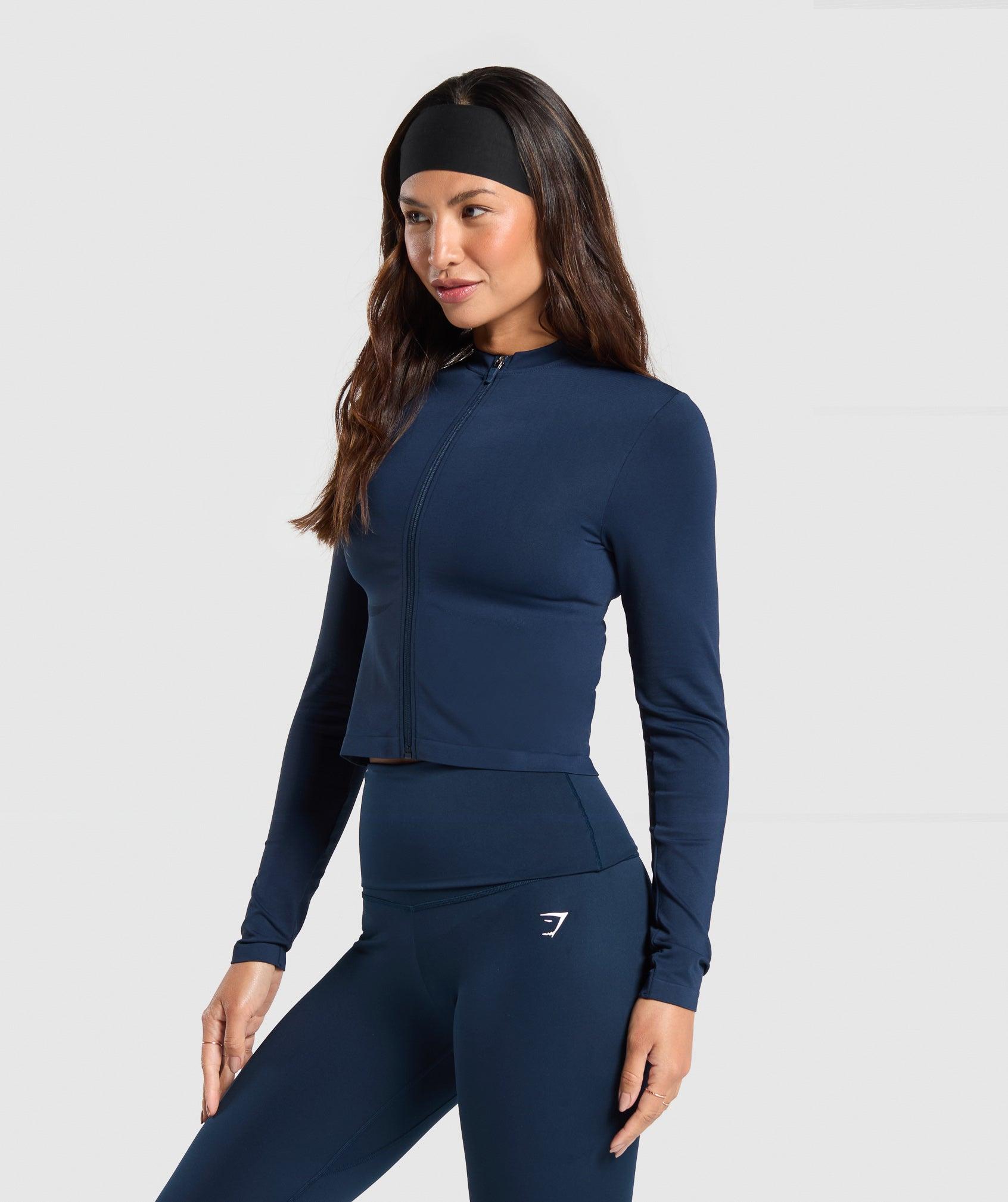 Gymshark Everyday Seamless Zip Tracktop - Navy Female Product Image