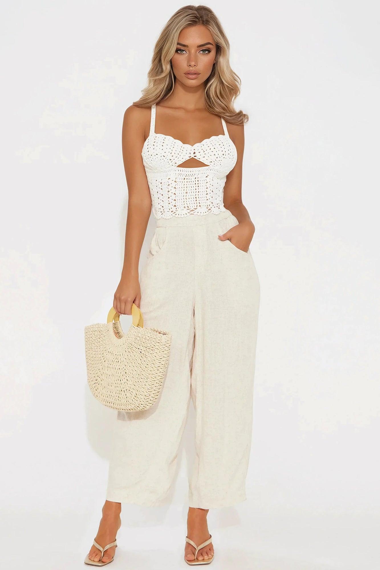 Seashell Day Dreaming Crochet Top - Cream Product Image