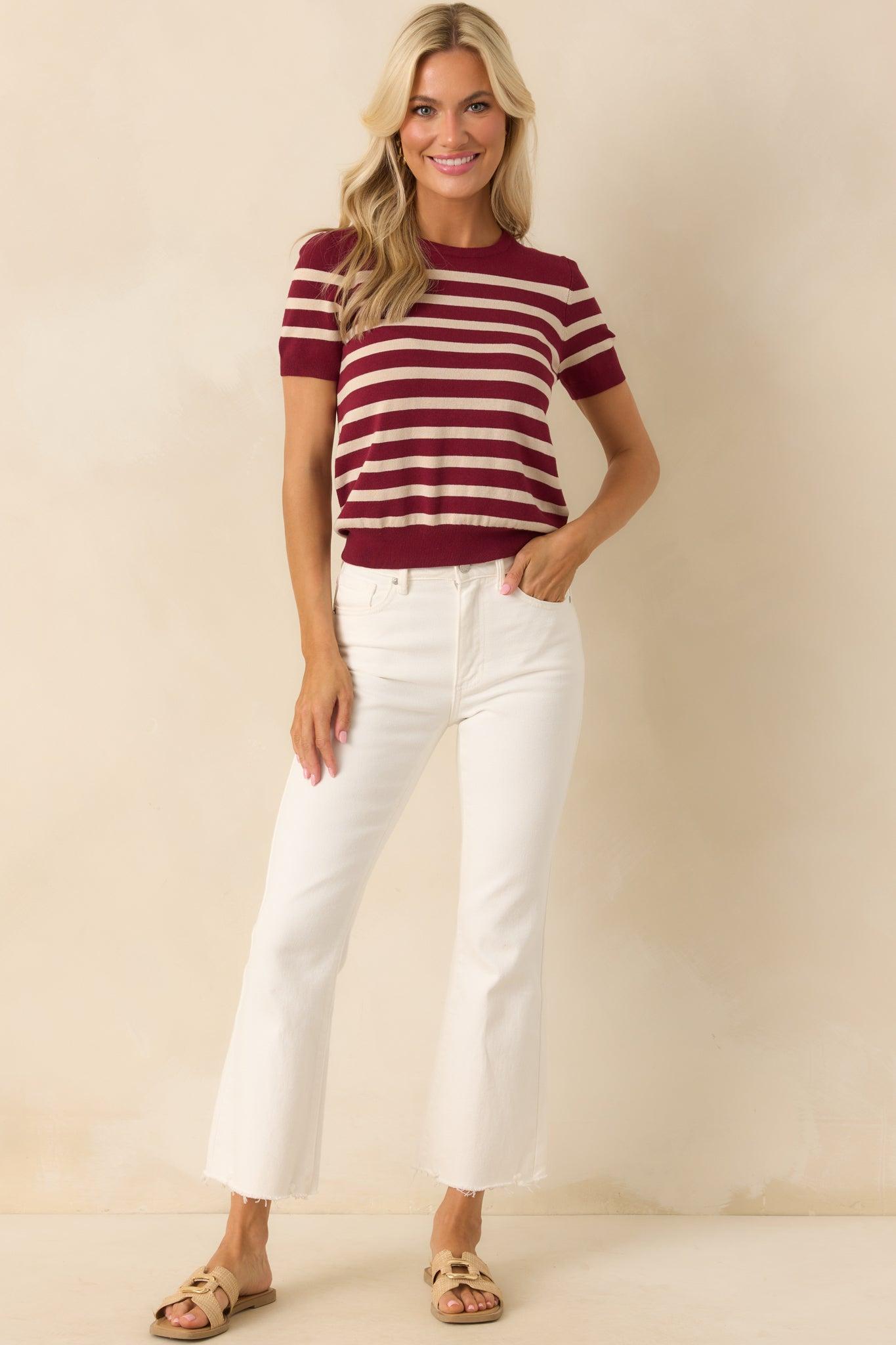 Terrific Timing White Cropped Flare Jeans Product Image