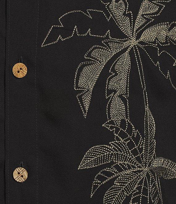 Caribbean Palm Panel Embroidery Short Sleeve Woven Shirt Product Image