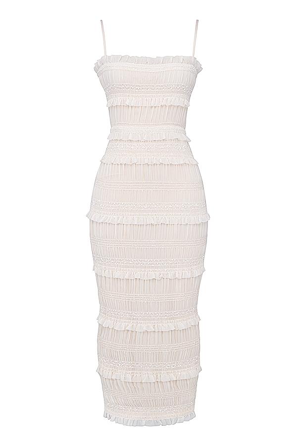 Solana  ivory sequin pleat maxi dress Product Image