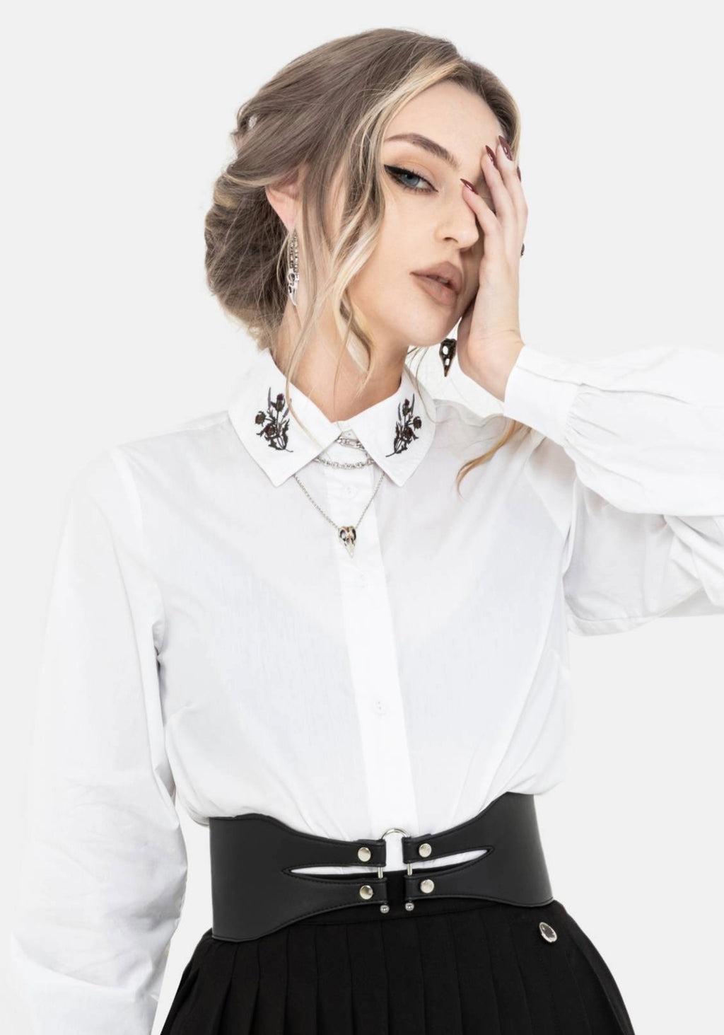 Despair Cotton Thistle Embroidered Button Up Shirt Product Image