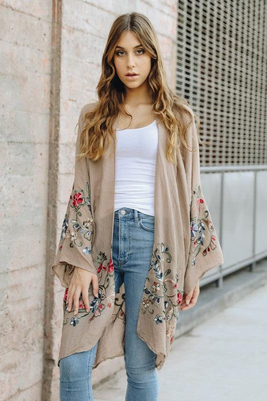 Long Floral Kimono Cardigan Product Image