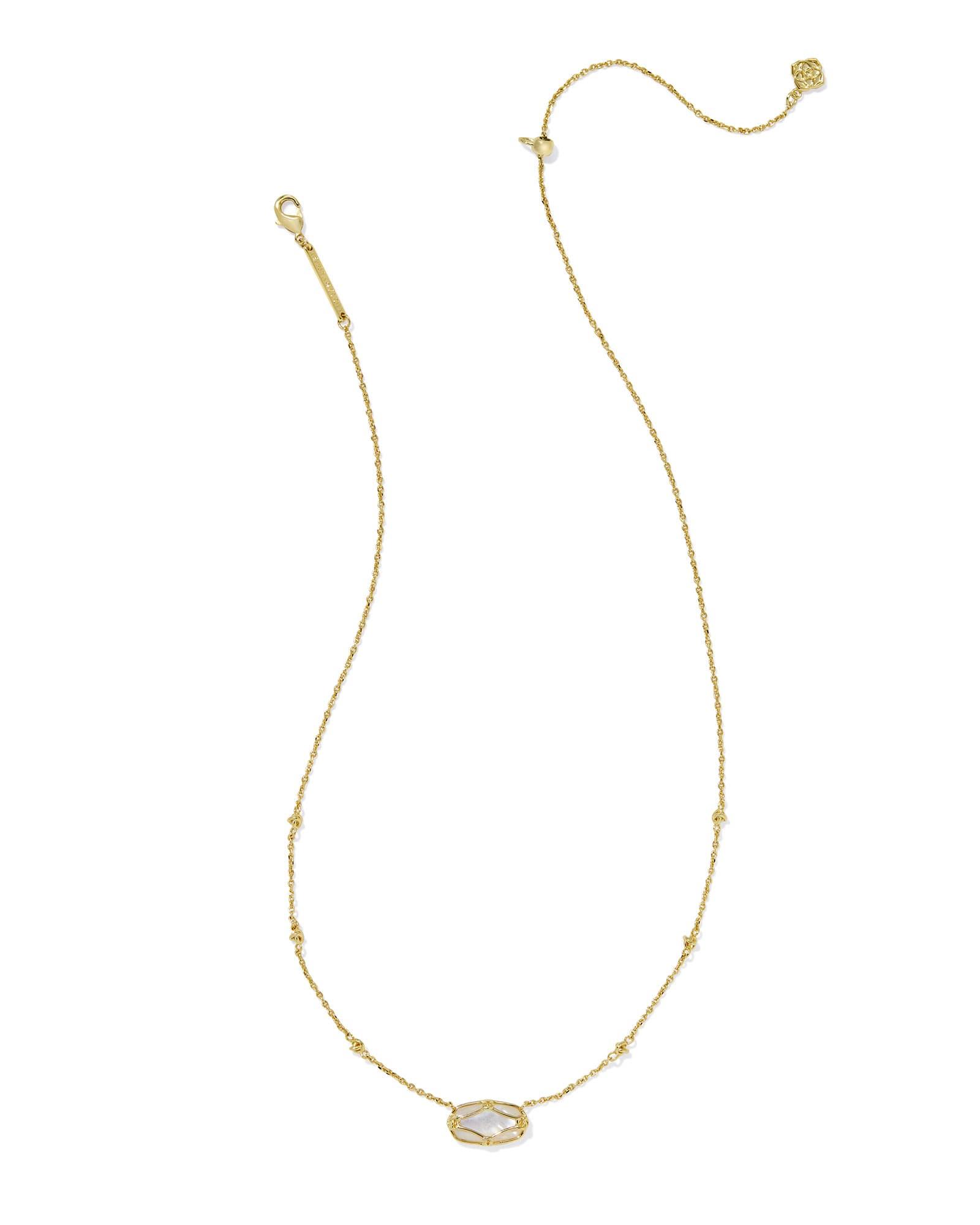 Elisa Lattice Frame Gold Short Pendant Necklace Product Image
