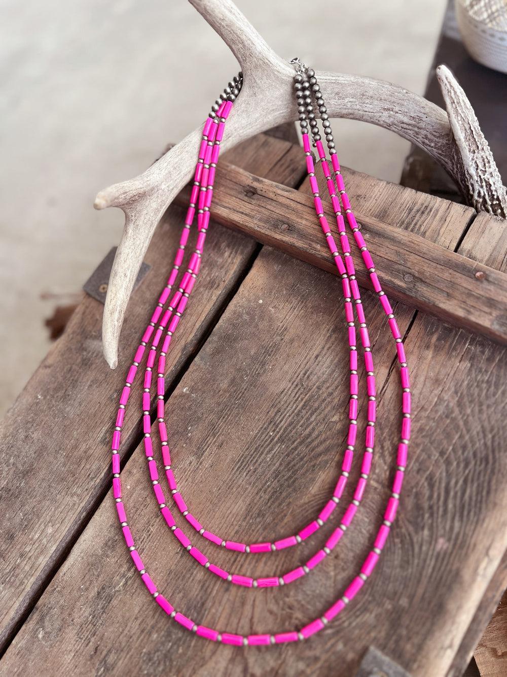 3-Strand Beaded Navajo Long Necklace - 2 Colors Product Image
