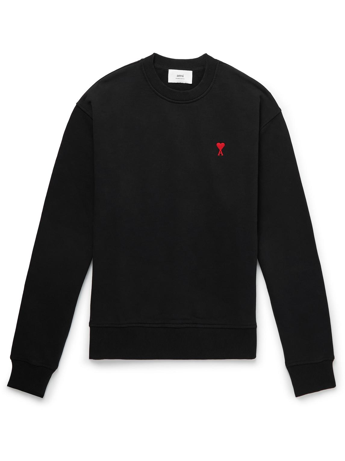 AMI ALEXANDRE MATTIUSSI Ami Classic Black Sweater With Round Neckline And Emblem Detail Product Image