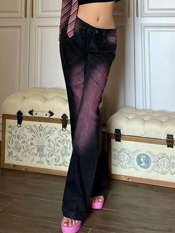 Ombre Purple Low Waist Flare Jeans Product Image