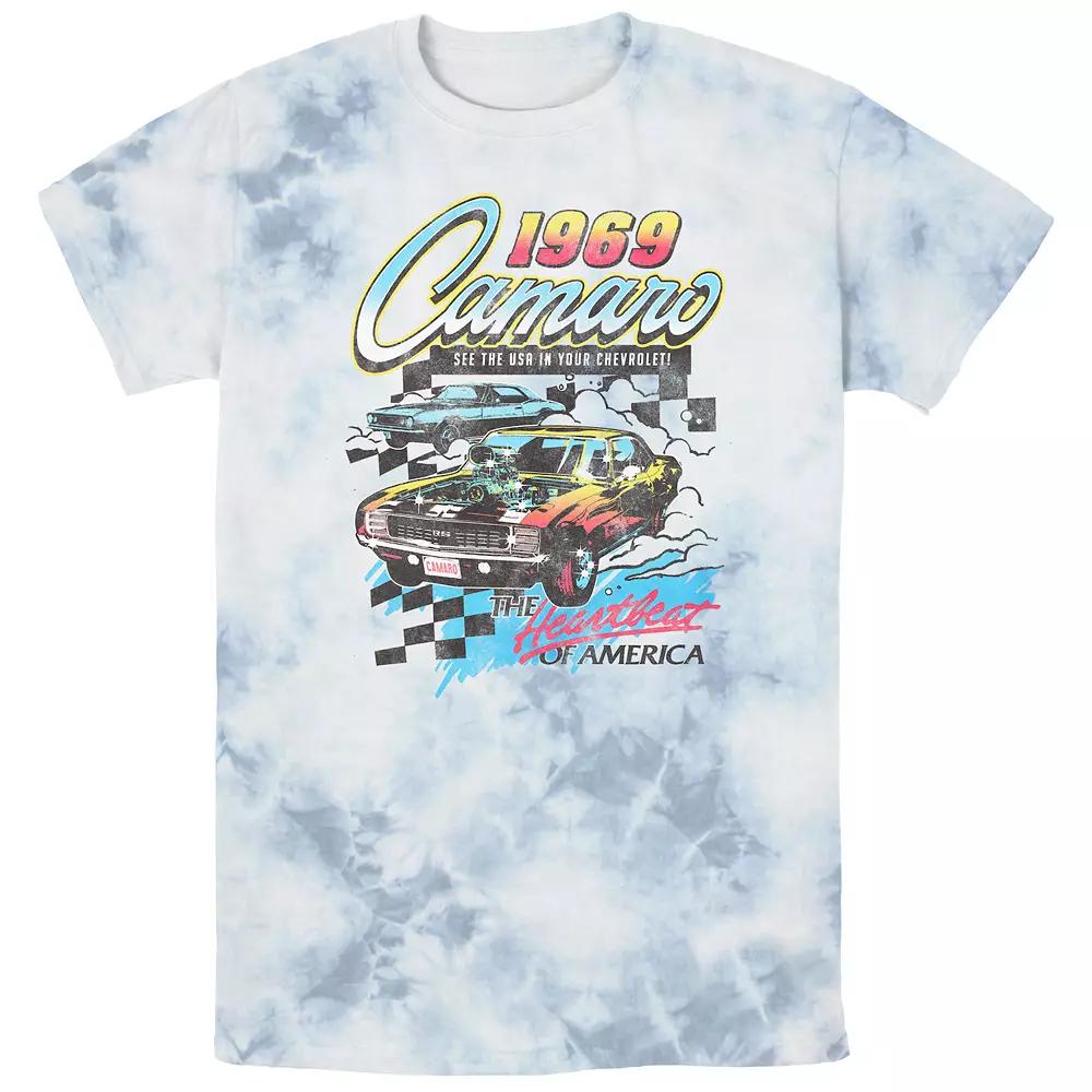 Men's Chevrolet Camaro 1969 The Heartbeat Of America Bombard Wash Graphic Tee, Size: Small, White Blue Product Image