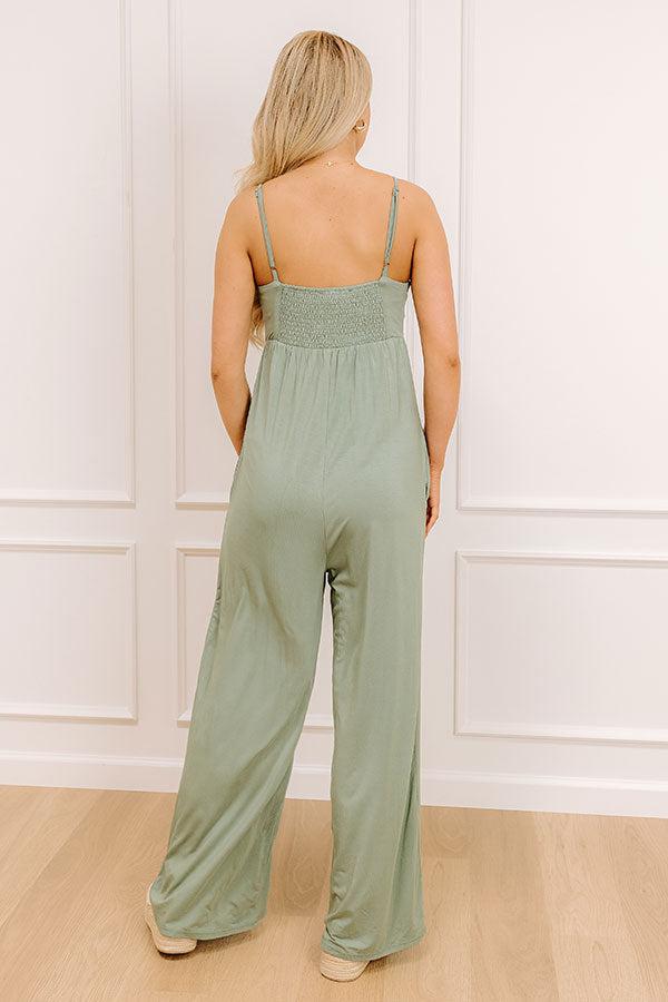 Block Party Ready Wide Leg Jumpsuit in Sage Product Image