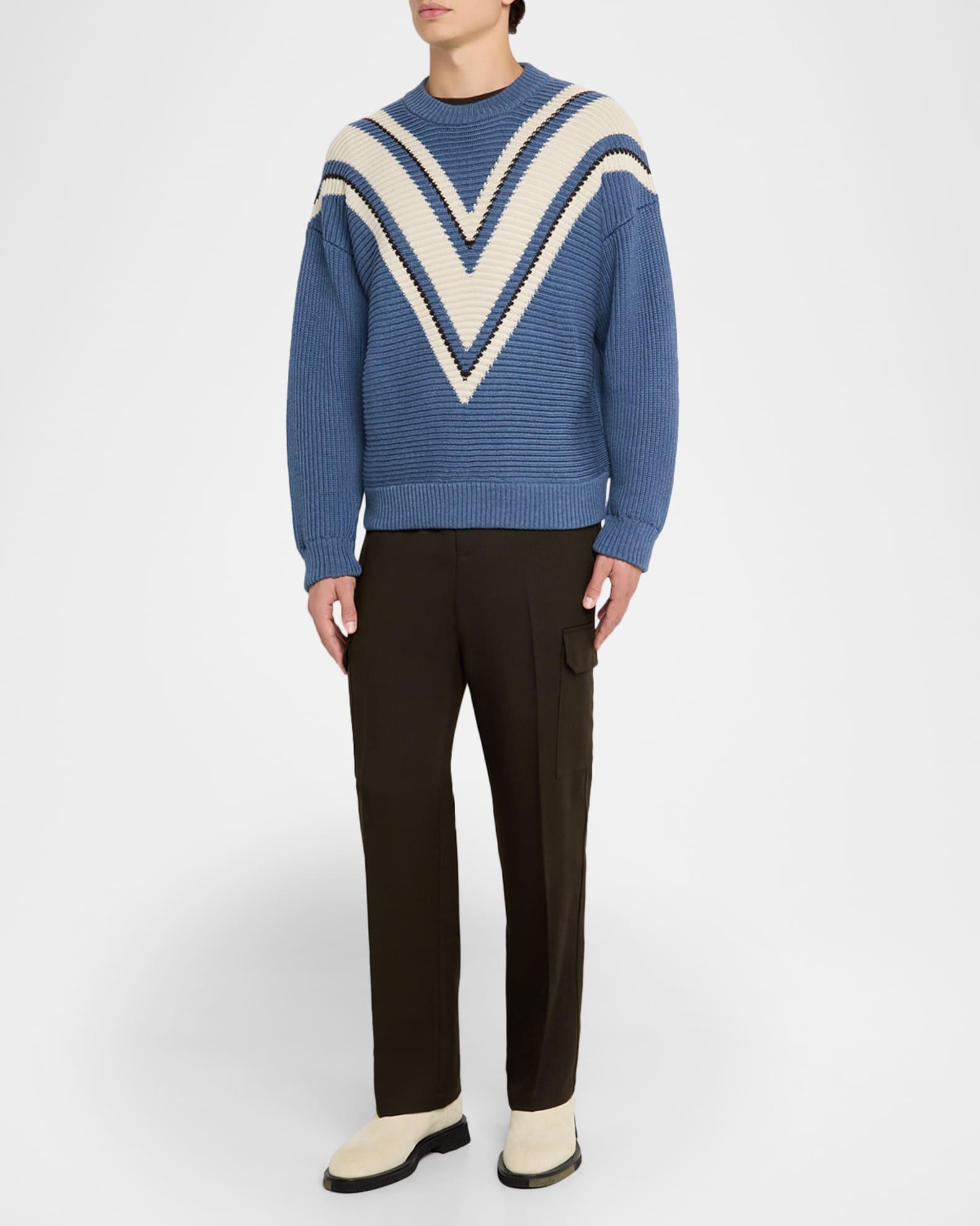 Men's Journey Wool Jacquard V-Style Crewneck Sweater Product Image