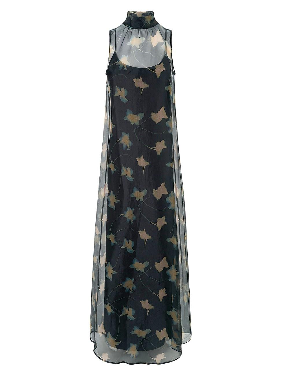 Womens Albee Floral Turtleneck Chiffon Maxi Dress Product Image