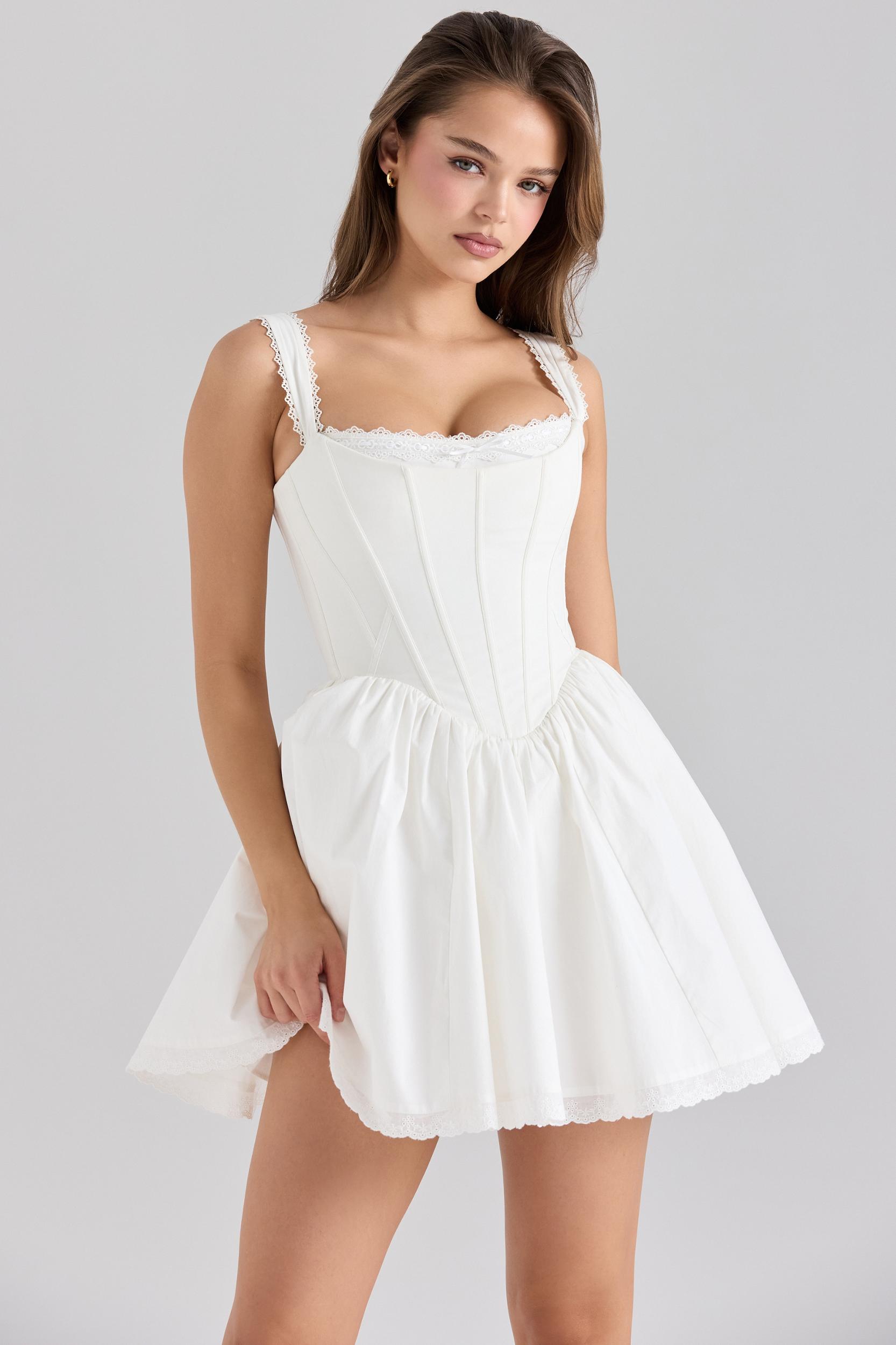 Ami  white stretch cotton corset mini dress Product Image