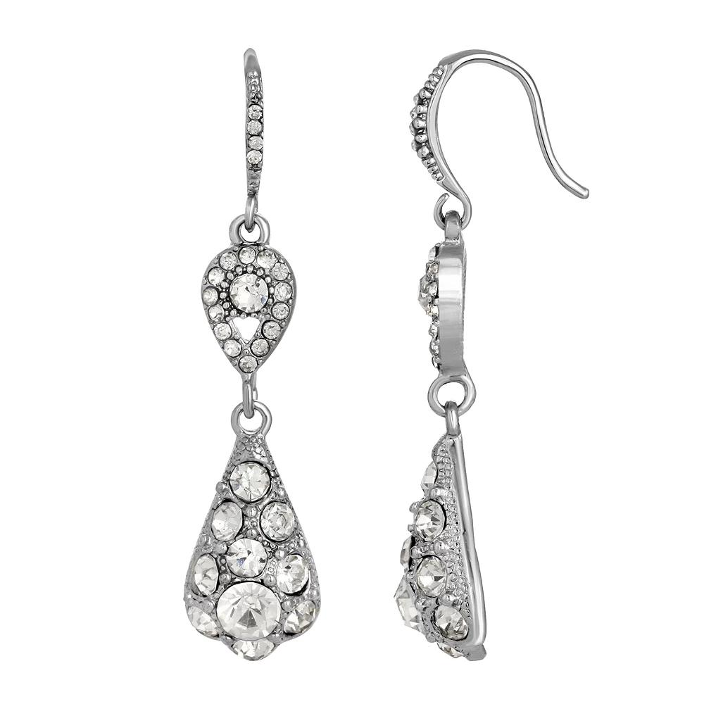 1928 Silver-Tone Crystal Drop Earrings, Womens, Multi Product Image