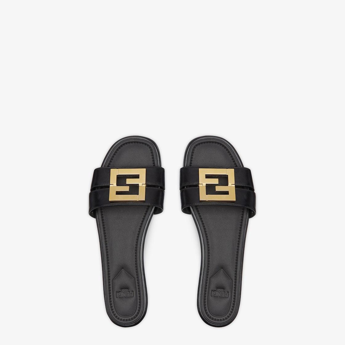 Fendi FFoldBlack leather sandals Product Image