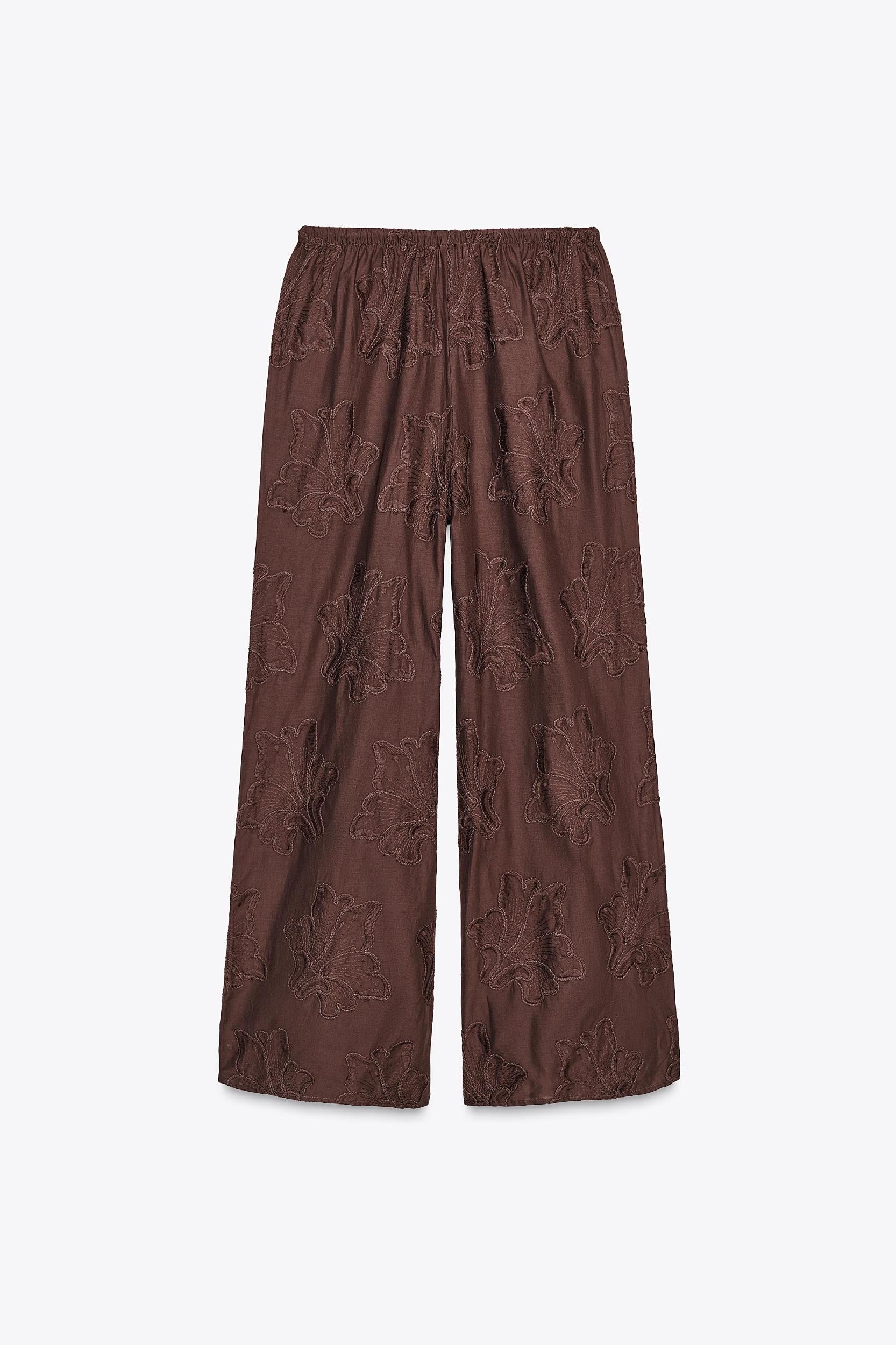 EMBROIDERED PAJAMA PANTS ZW COLLECTION Product Image