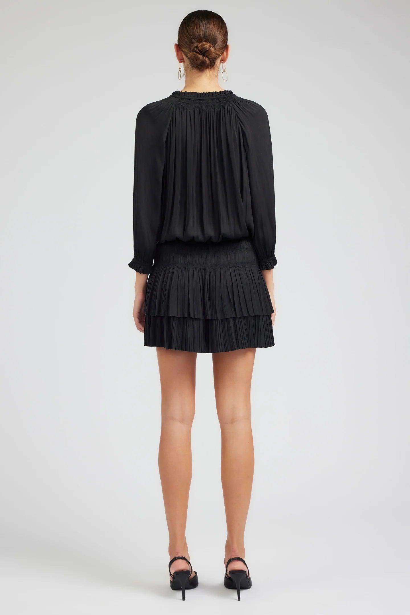 Pleated 3/4 Sleeve Mini Dress Product Image