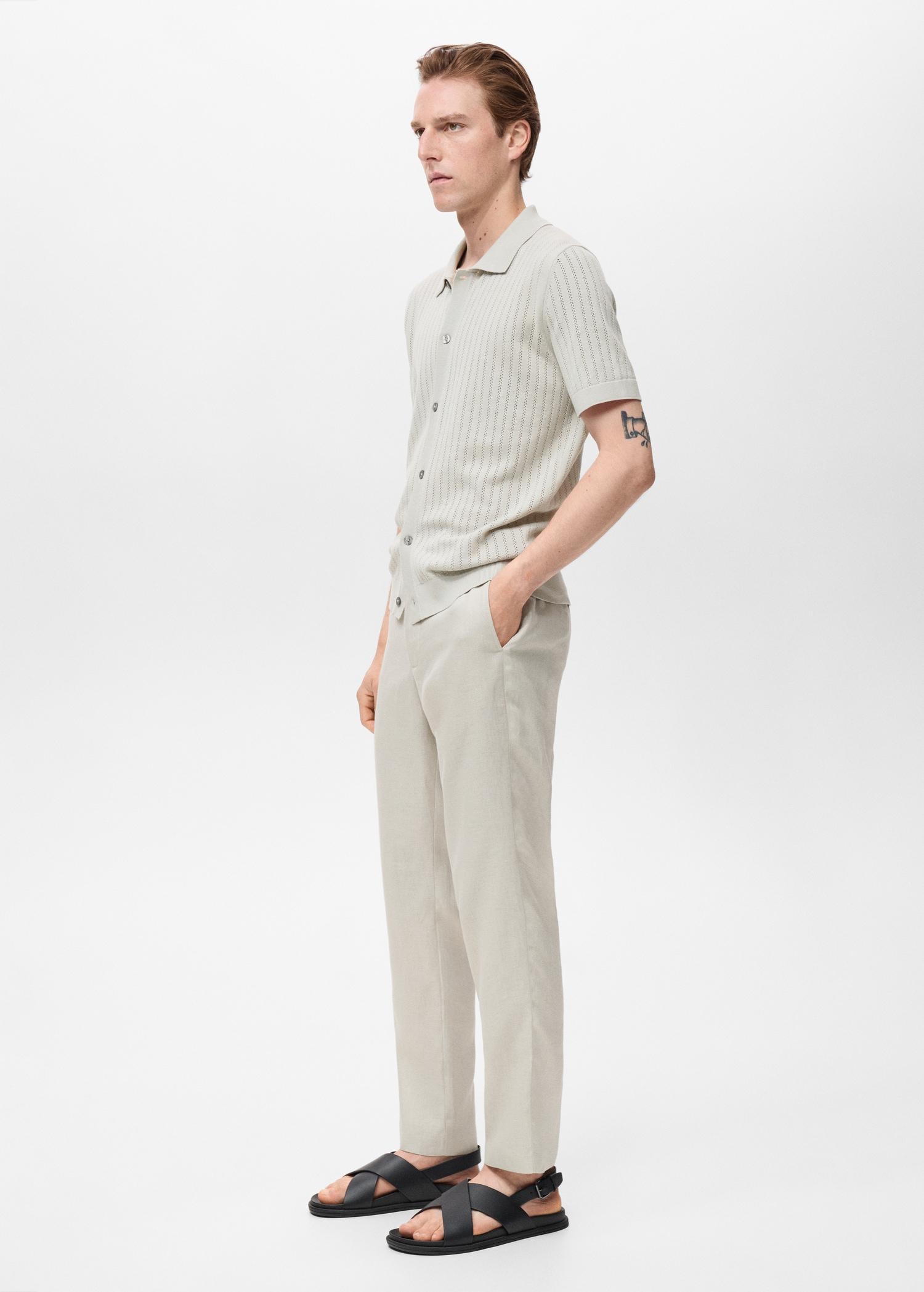Slim-fit 100% linen pants - Men | MANGO USA Product Image