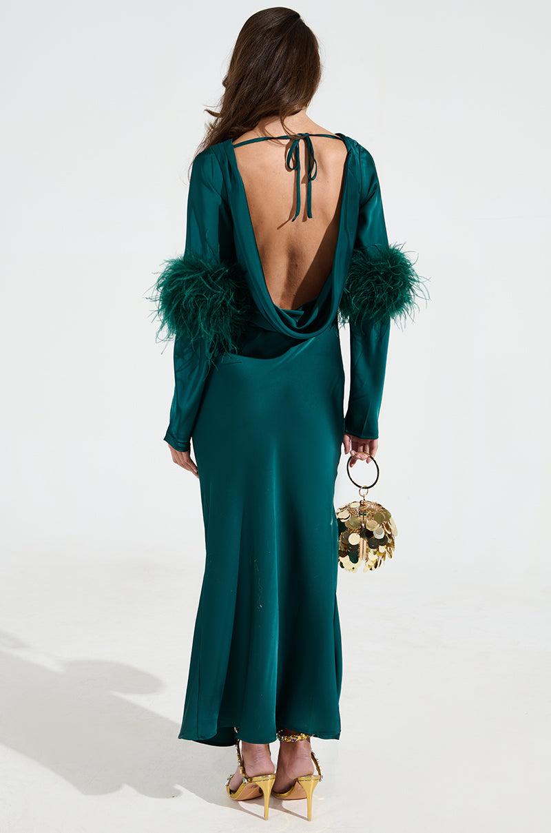 CARRIE FEATHER SLEEVE MAXI DRESS Product Image