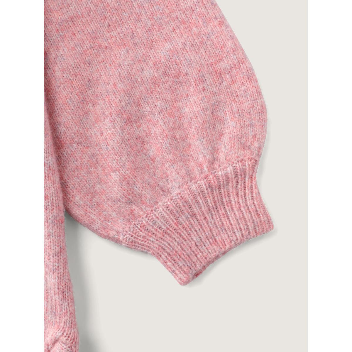 Plus Size Supersoft Turtleneck Balloon Sleeve Pullover Watermelon Women Playful Loose Long Sleeve Ruffled collar Casual Pullovers BloomChic 18-20/2X Product Image