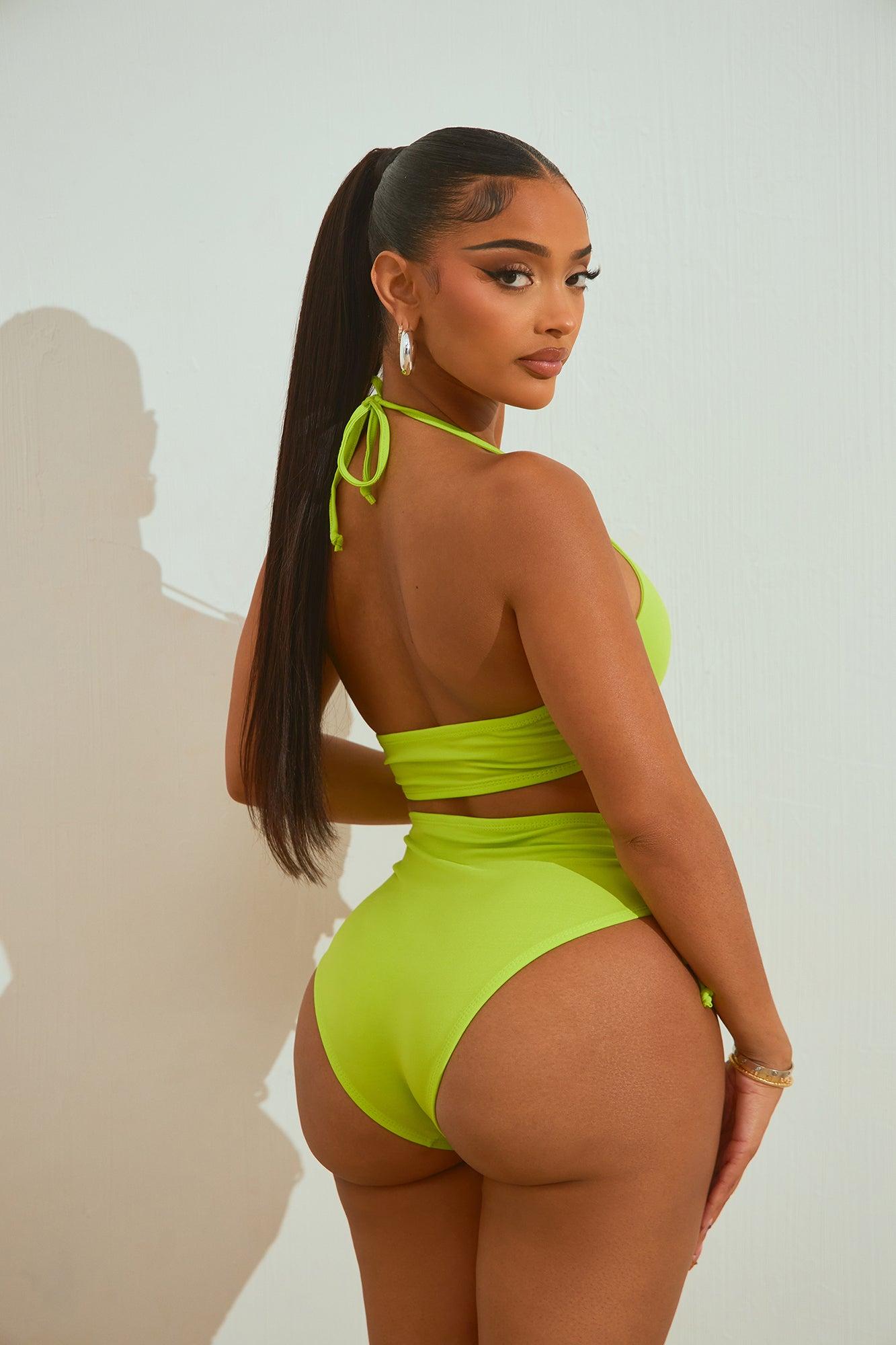 Summer Rays Ruched 2 Piece Bikini - Lime Product Image