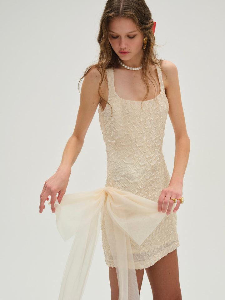 Frosted Organza Mini Dress — Cream Product Image