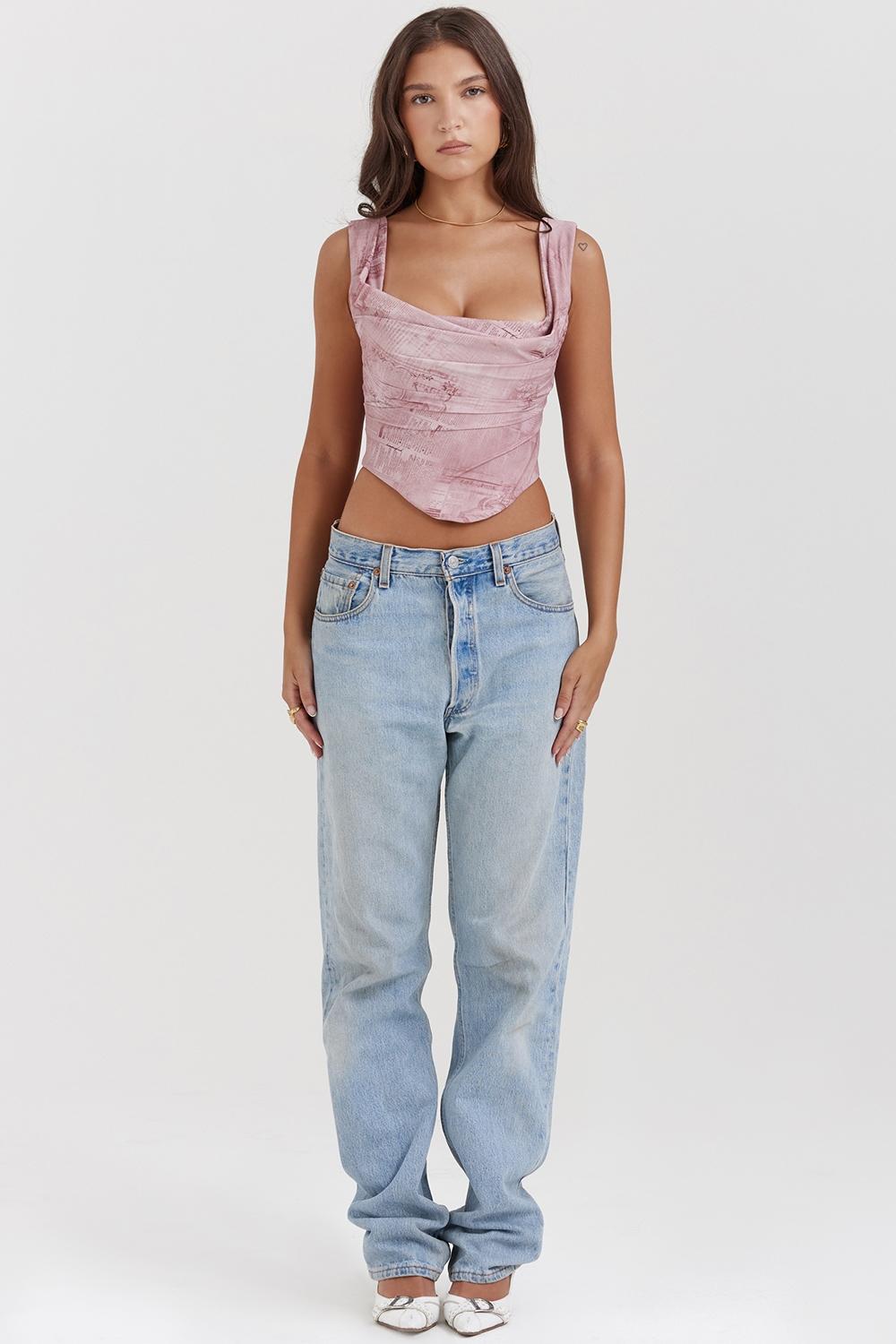 Una  pink print corset - sale Product Image