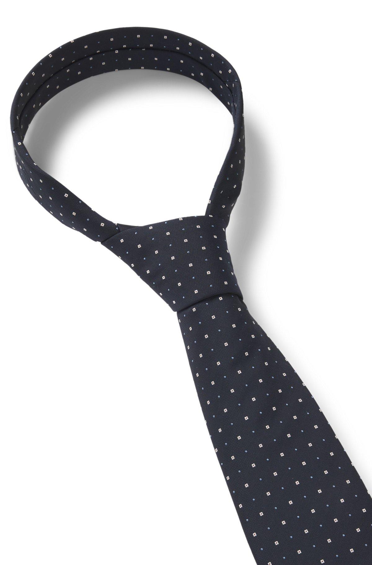 BOSS - Silk-blend tie with jacquard pattern - Dark Blue Product Image