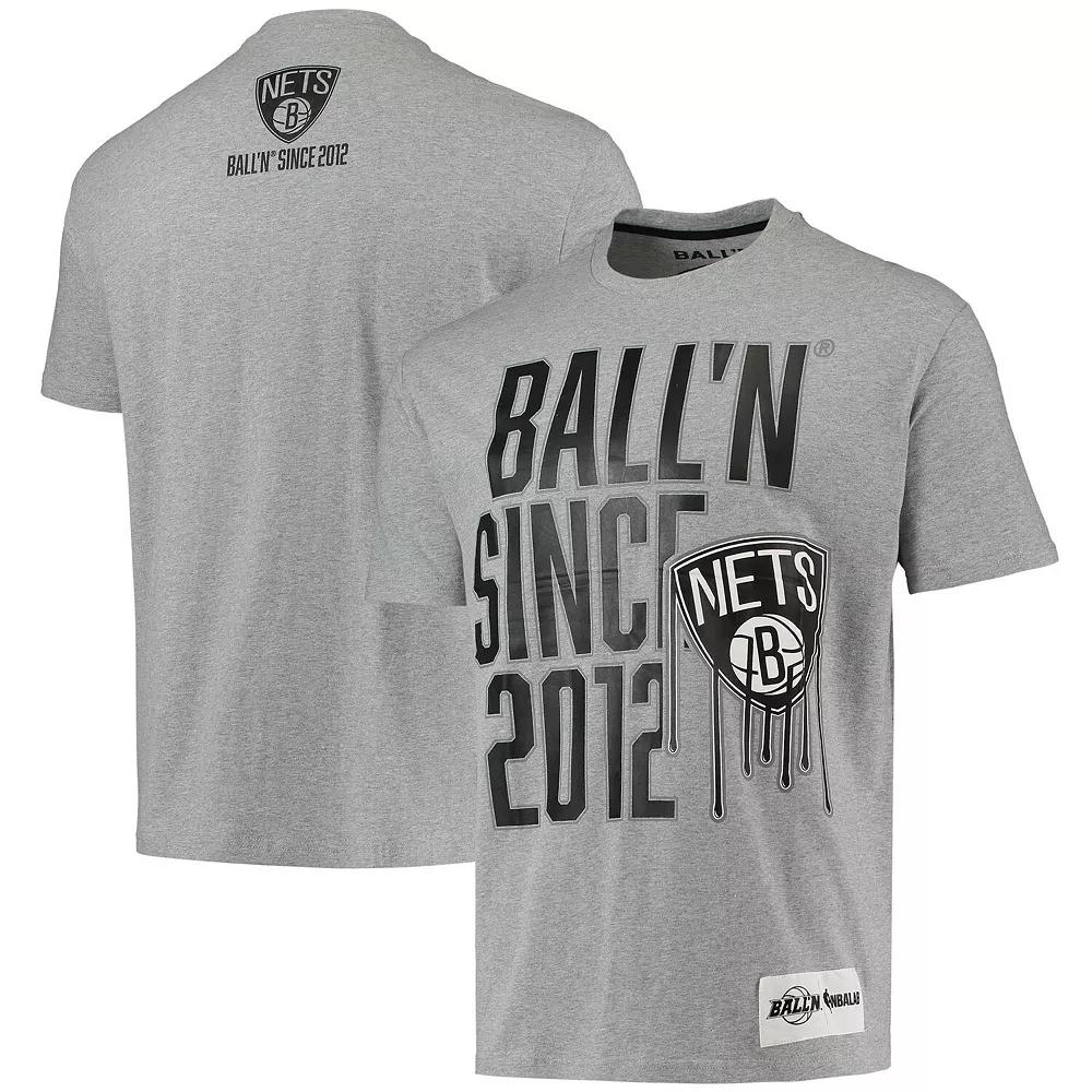 Men's BALL'N Heathered Gray Brooklyn Nets Since 2012 T-Shirt, Size: Small, Grey Product Image