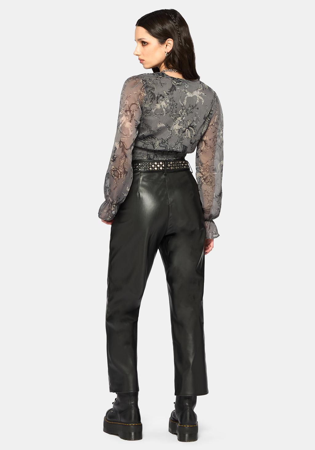 Merunicorn Enchanted Forest Grey Chiffon Wrap Top Product Image
