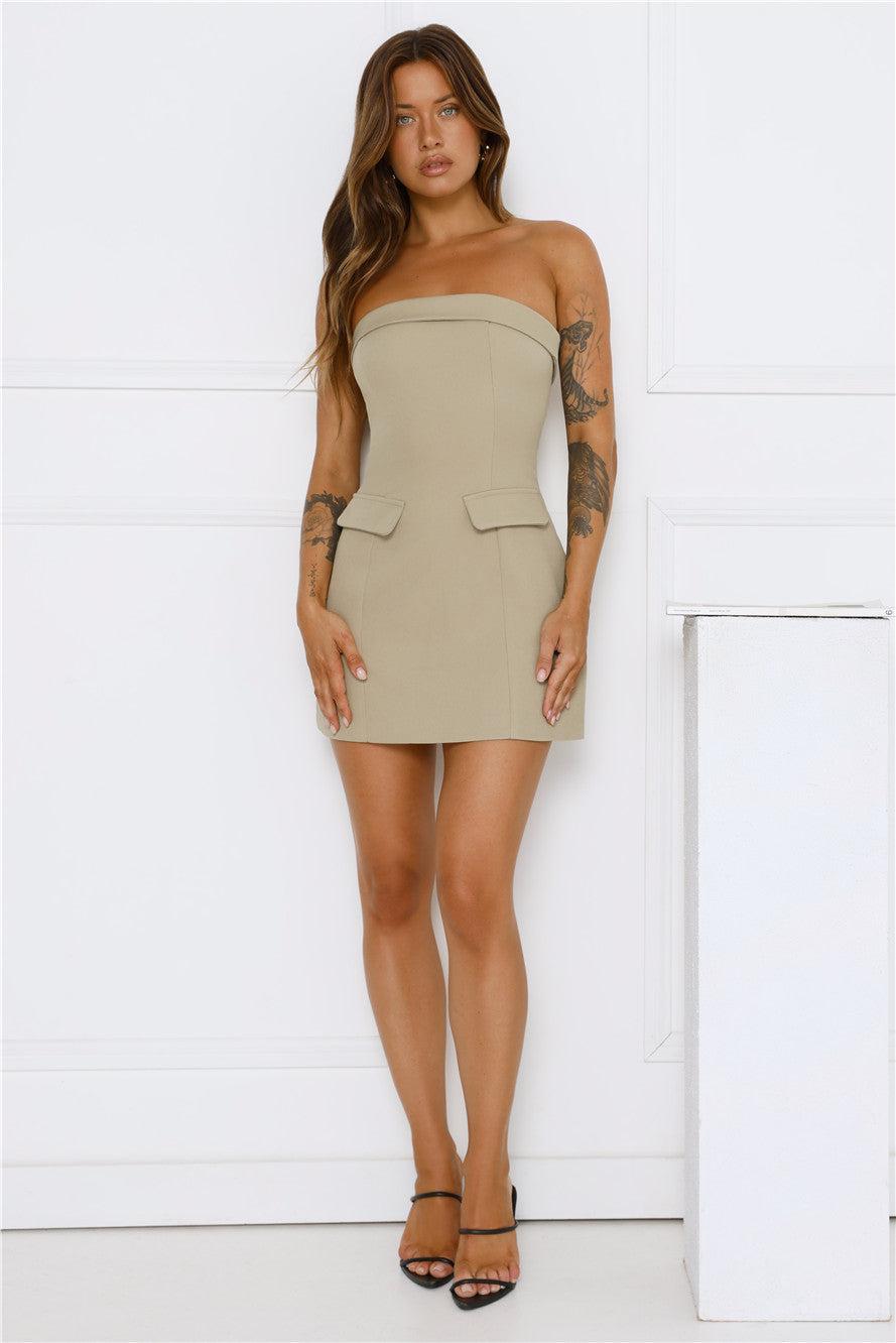 Chic Agenda Strapless Mini Dress Sage Product Image