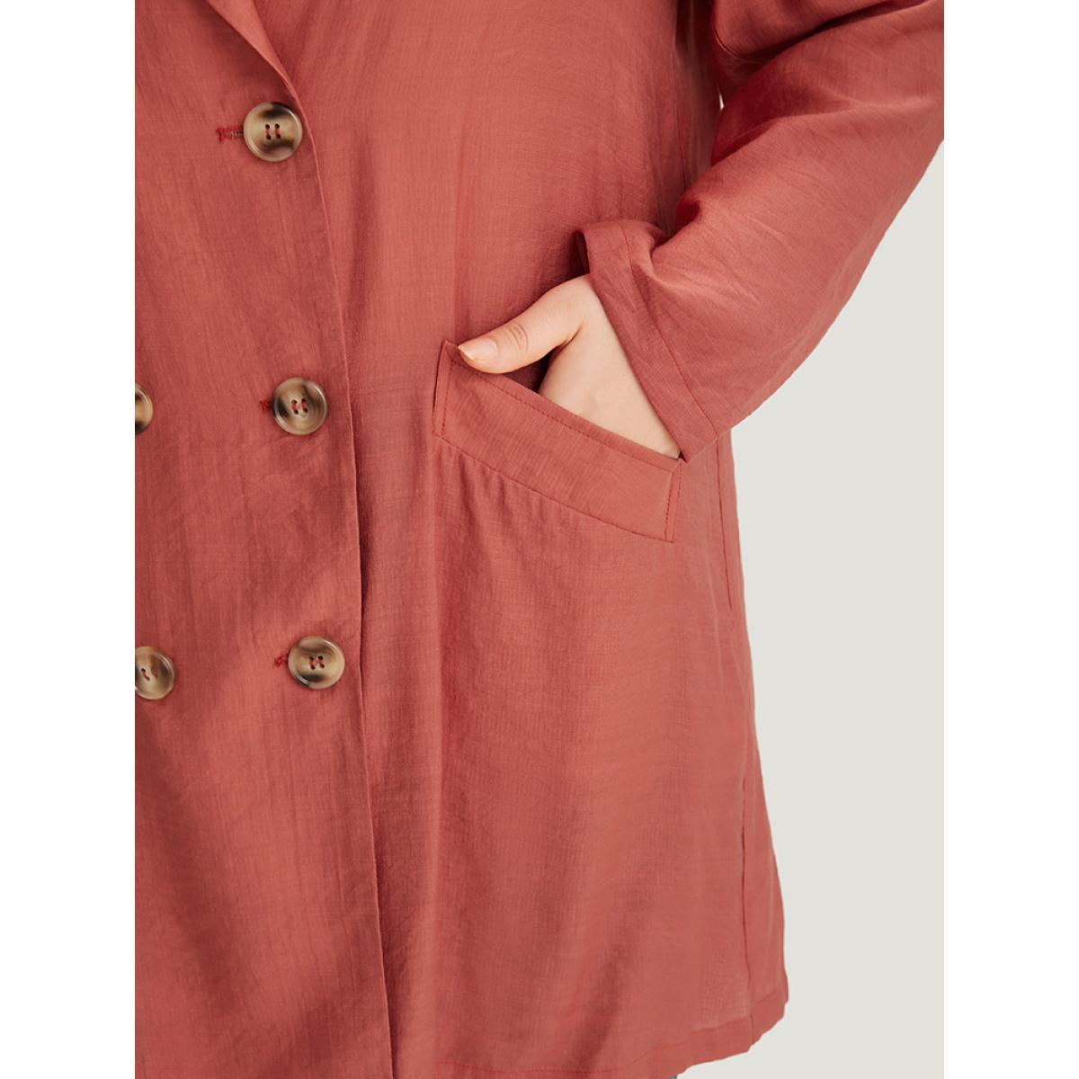 Plus Size Halloween Supersoft Essentials Lapel Collar Pocket Button Through Blazer OrangeRed Women Dailywear Plain Plain Sleeve Long Sleeve Suit Collar 12/L Pocket Casual Blazers BloomChic Product Image