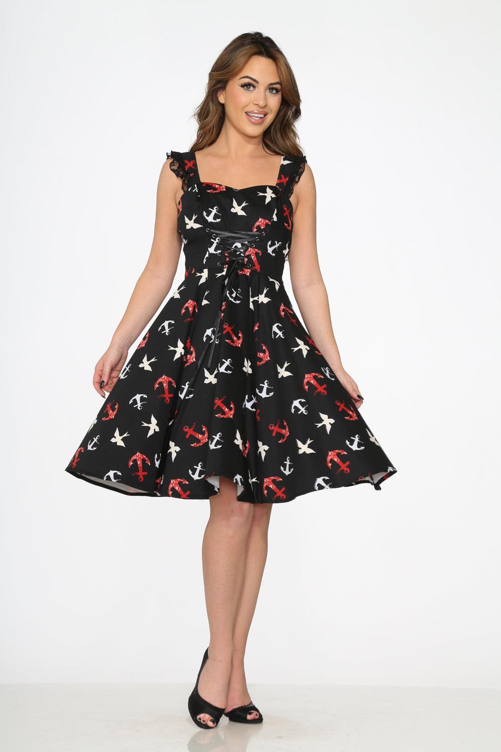 Black Swallow Swing Dress Product Image