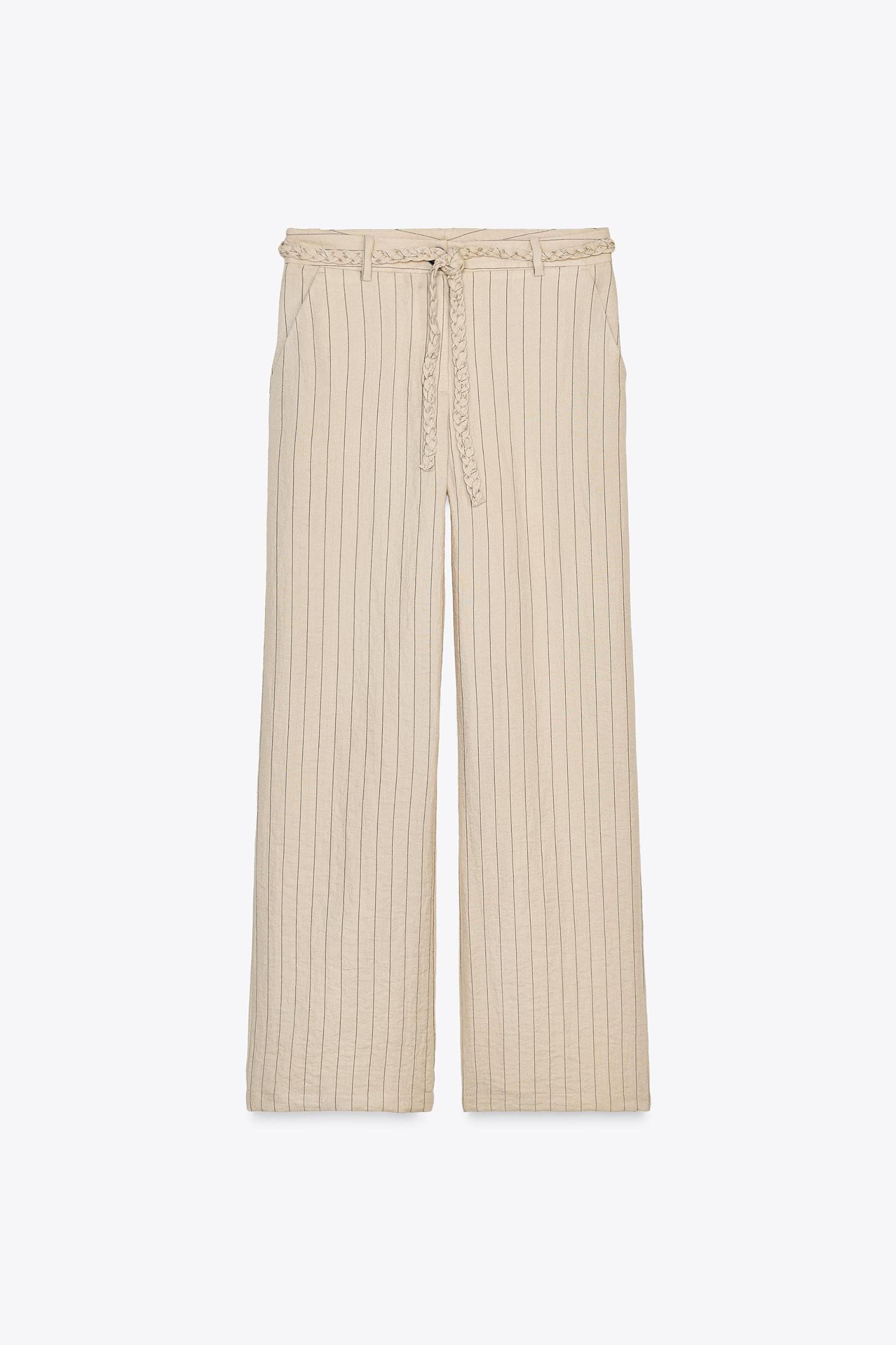 STRIPED PANTS WITH BRAIDED BELT Product Image