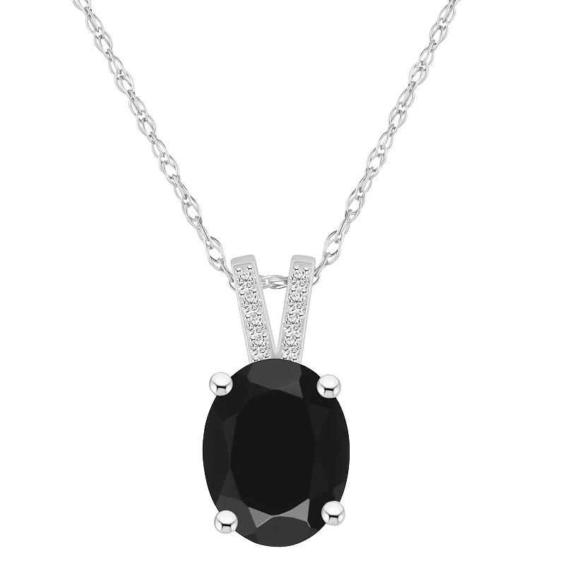 Alyson Layne 10k White Gold Oval Gemstone Diamond Accent Pendant Necklace, Women's, Size: 18", Black Product Image
